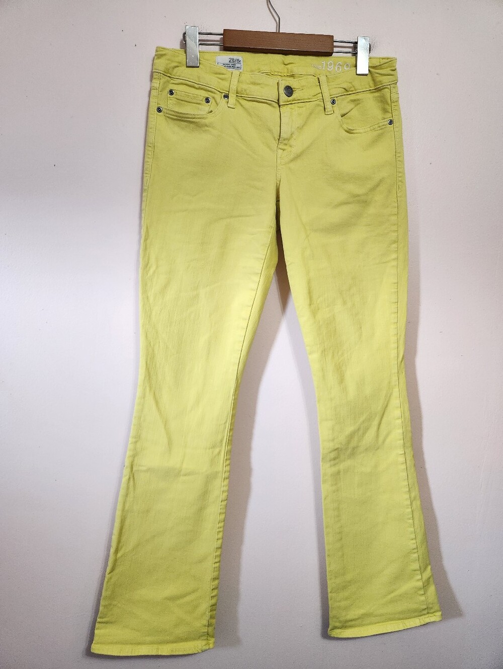 Gap 1969 Lemon Drop Yellow Skinny Boot Jeans Low Rise Stretch Denim Size 28 6R
